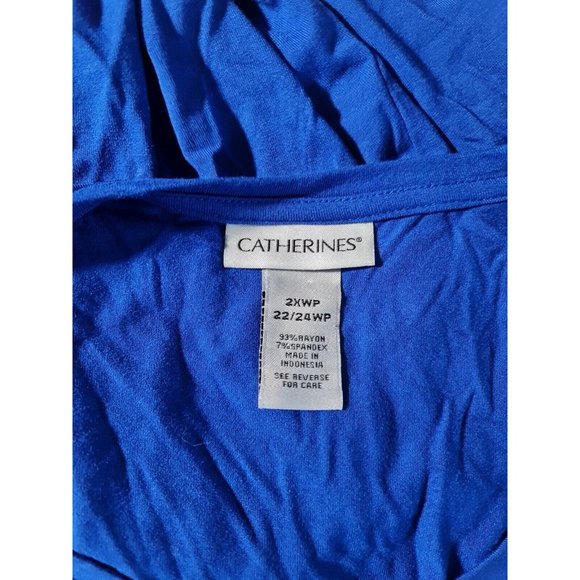 CATHERINES Womens Maxi Dress Petti Plus Size 2XWP Blue Crew Neck Short SLV  84P - Picture 5 of 6